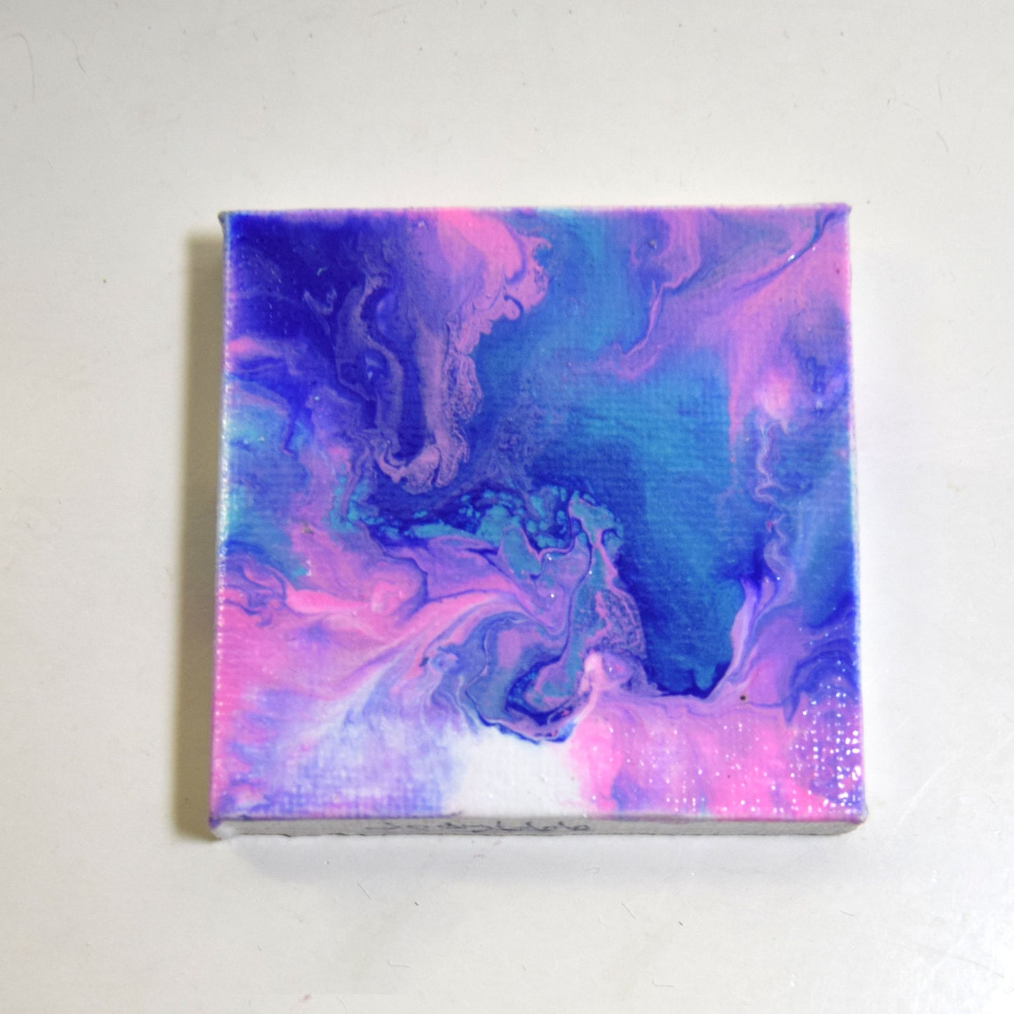 Pink and Blue Abstract Small Canvas