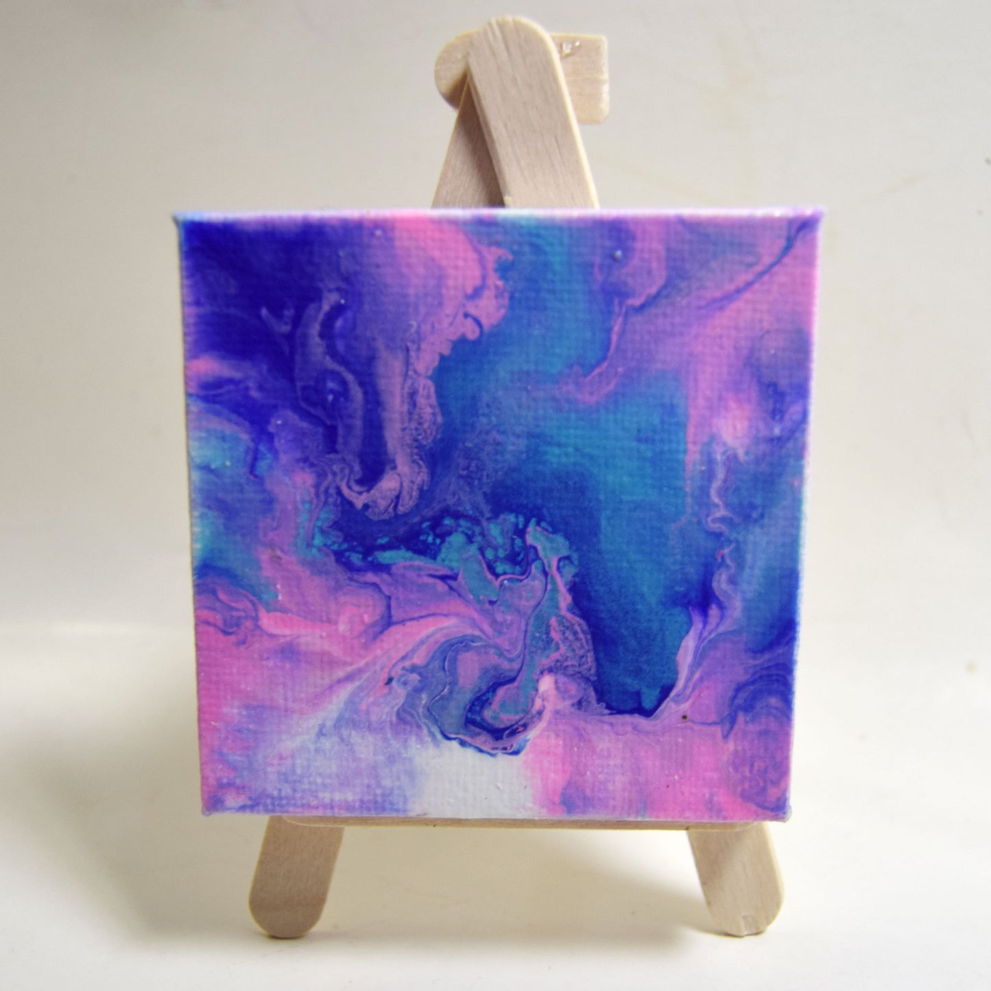 Pink and Blue Abstract Small Canvas