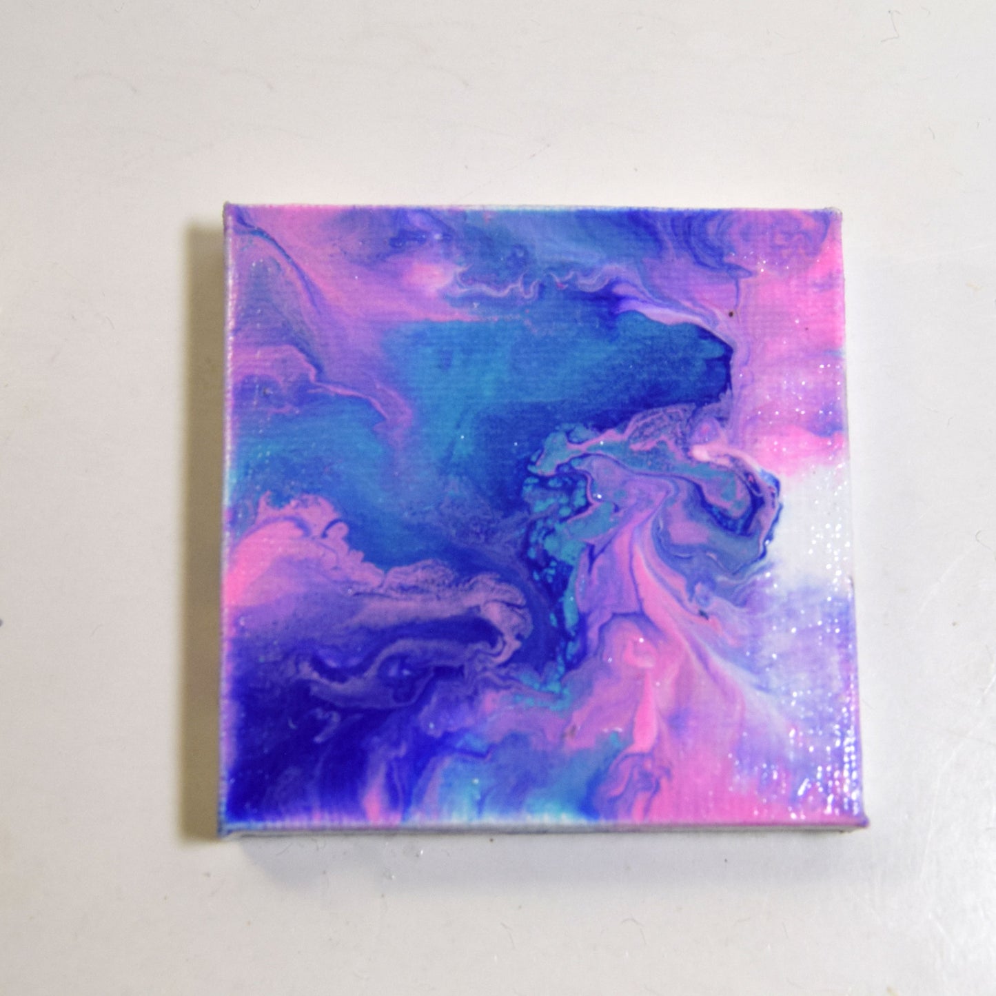 Pink and Blue Abstract Small Canvas