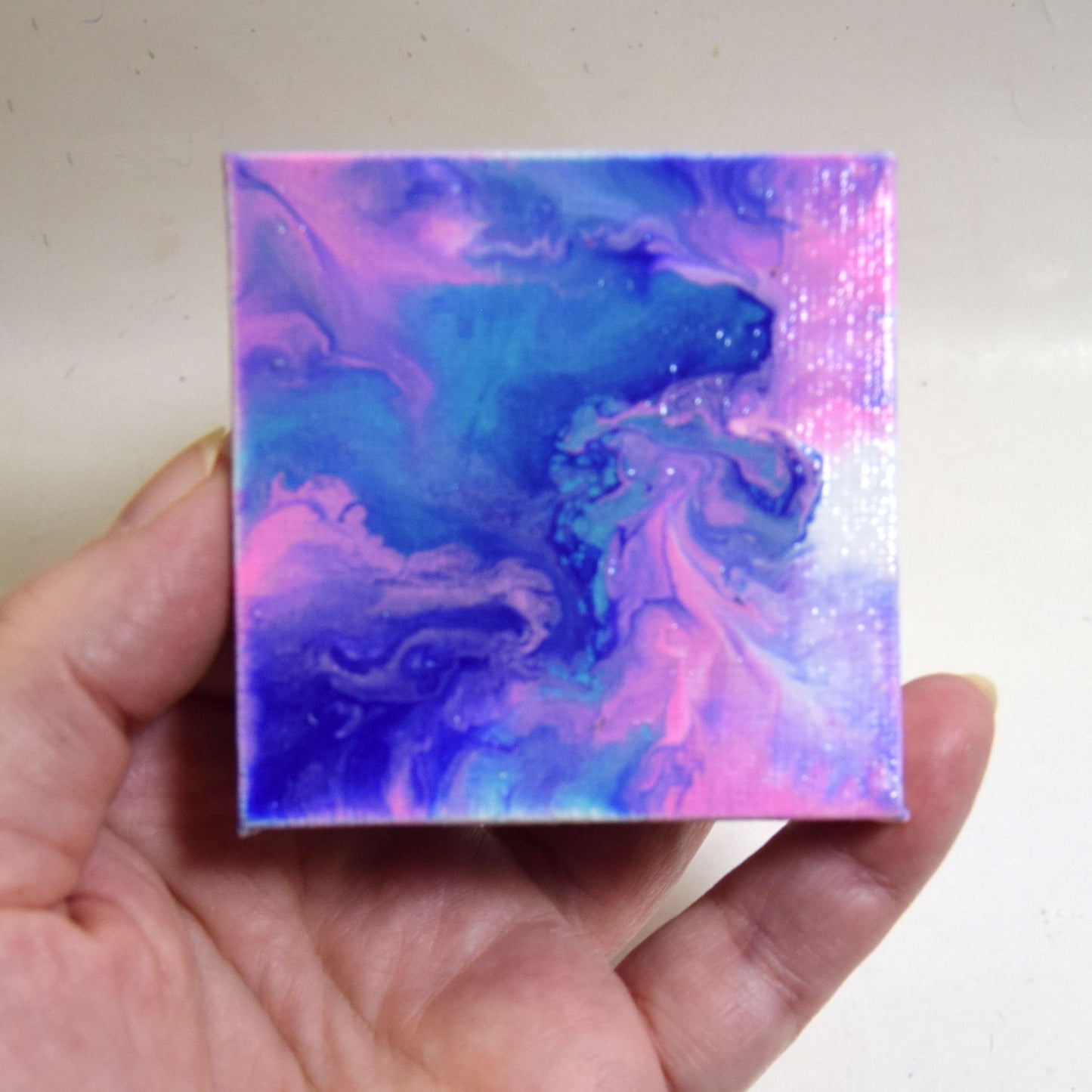 Pink and Blue Abstract Small Canvas