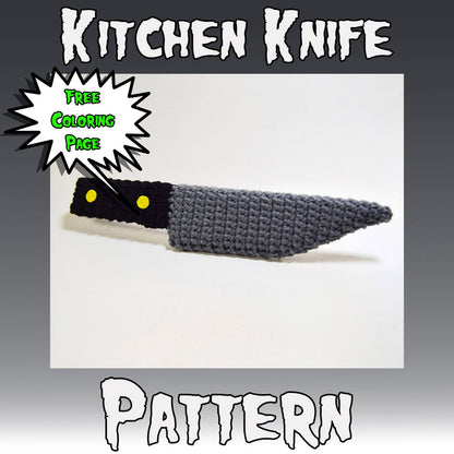 Kitchen Knife Crochet Pattern + Coloring Page