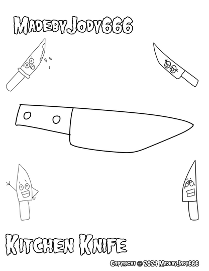 Kitchen Knife Crochet Pattern + Coloring Page